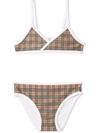 Burberry Check Lycra Bikini In Brown