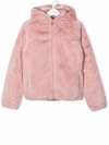 Save The Duck Flora Reversible Hooded Faux Fur Recycled Jacket In Pink