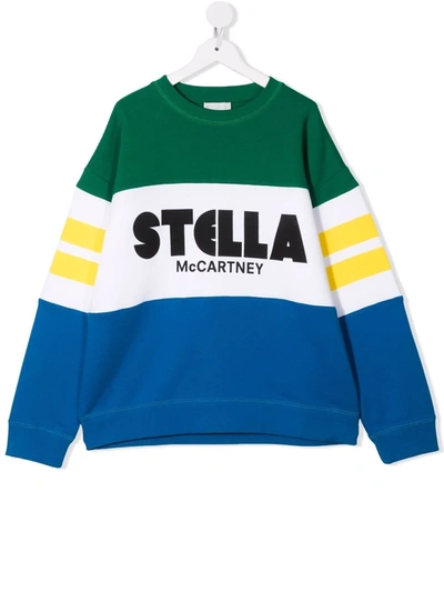 Stella Mccartney Kids' Logo-print Organic Cotton Sweatshirt In Green