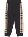 BURBERRY CHECK-PANEL COTTON JOGGERS