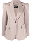Giorgio Armani Padded-shoulders Fitted Blazer In Neutrals