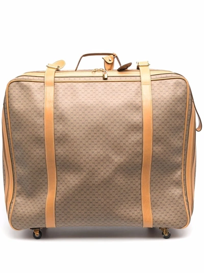 Pre-owned Gucci 1990s Gg Pattern Suitcase In Neutrals