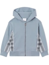 BURBERRY CHECK-PANEL COTTON HOODIE