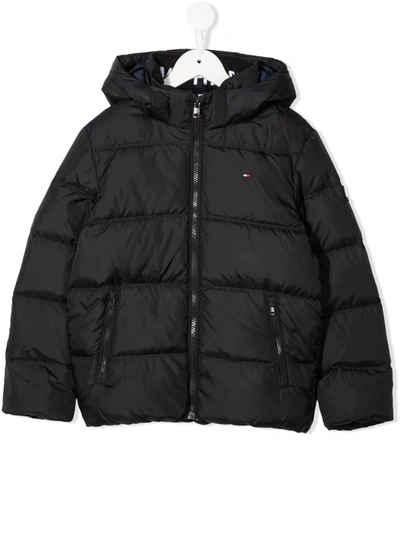 Tommy Hilfiger Junior Kids' Hooded Puffer Jacket In Black