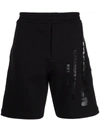 Alexander Mcqueen Logo Print Black Track Shorts In Black