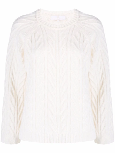 Ami Amalia Cable-knit Merino Sweater In White