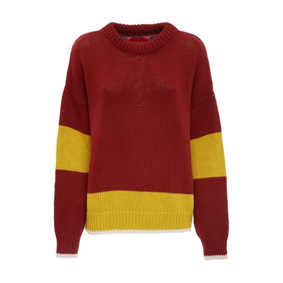 La Doublej Boy Two-tone Oversized Wool Sweater In Red