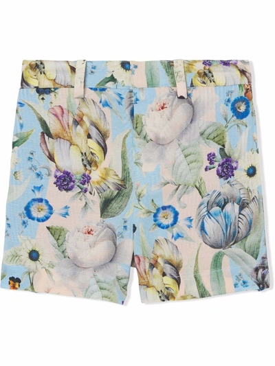 Burberry Babies' Floral-print Tailored Shorts In Neutrals