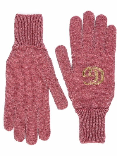 Gucci Double G Lamé Jacquard Gloves In Pink