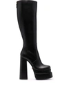 VERSACE HIGH-HEEL LEATHER BOOTS