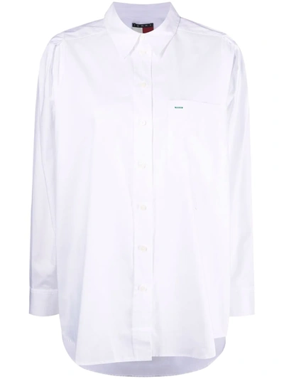 Tommy Hilfiger Long-sleeve Organic Cotton Shirt In Weiss