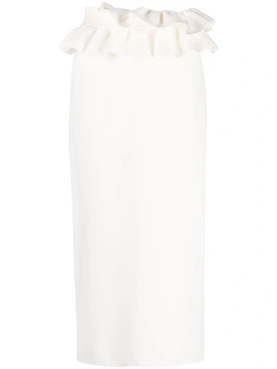 Alexander Mcqueen Knit Pull On Skirt With Ruffle In White