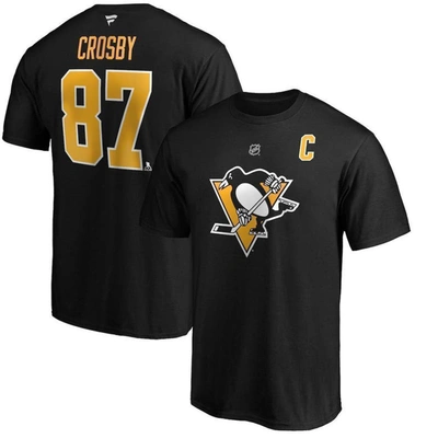 Fanatics Men's Sidney Crosby Pittsburgh Penguins Team Authentic Stack T-shirt In Black