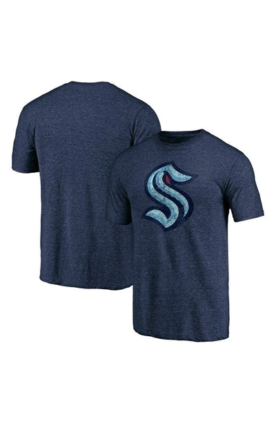 Fanatics Branded Heather Navy Seattle Kraken Distressed Tri-blend T-shirt
