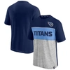 Fanatics Men's Navy And Heathered Gray Tennessee Titans Colorblock T-shirt In Navy