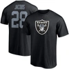 FANATICS FANATICS BRANDED JOSH JACOBS BLACK LAS VEGAS RAIDERS PLAYER ICON NAME & NUMBER T-SHIRT,QF6E-127A-8DF-1PG