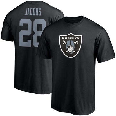 Fanatics Men's Josh Jacobs Black Las Vegas Raiders Player Icon Name And Number T-shirt