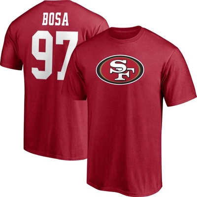 Fanatics Men's Nick Bosa Scarlet San Francisco 49ers Player Icon Name And Number T-shirt
