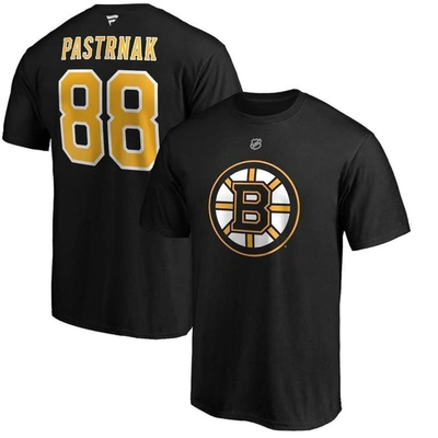 Fanatics Men's David Pastrnak Big And Tall Black Boston Bruins Team Authentic Stack Name And Number T-shirt