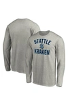 FANATICS FANATICS BRANDED HEATHER GRAY SEATTLE KRAKEN VICTORY ARCH LONG SLEEVE T-SHIRT,QFC5-0103-2GO-A8W