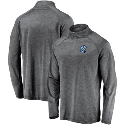 Fanatics Men's Gray Seattle Kraken Synthetic Primary Logo Quarter-zip Pullover Jacket