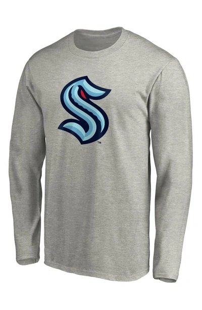 Fanatics Men's Heather Gray Seattle Kraken Big And Tall Primary Logo Long Sleeve T-shirt