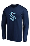 Fanatics Men's Deep Sea Blue Seattle Kraken Primary Logo Pullover Hoodie In Navy