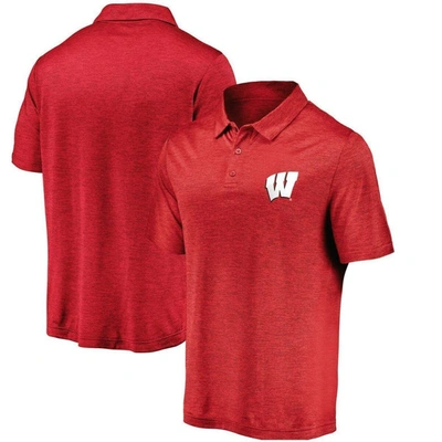 Fanatics Men's Red Wisconsin Badgers Primary Logo Striated Polo Shirt