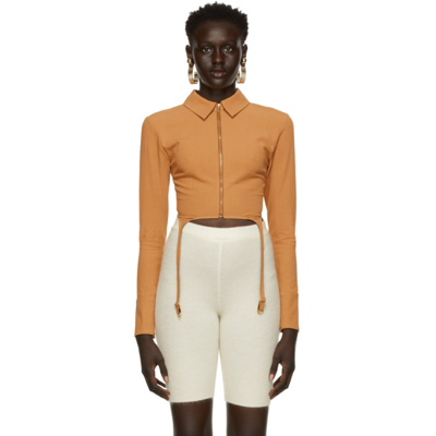 Jacquemus Tan 'la Chemise Dralo' Long Sleeve Shirt In 830 Camel