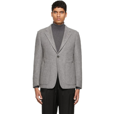 Ermenegildo Zegna Grey Felted Cashmere Blazer In 287146 Grey