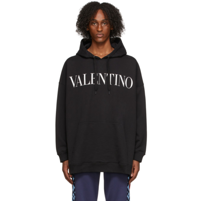 Valentino Logo-print Drawstring Hoodie In Black