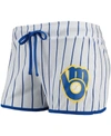 Concepts Sport Women's White And Royal Milwaukee Brewers Vigor Sleep Shorts In White/royal