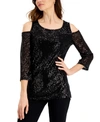JM COLLECTION SEQUIN COLD-SHOULDER TOP, CREATED FOR MACY'S