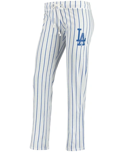 Concepts Sport Women's White Los Angeles Dodgers Vigor Pinstripe Sleep Pant In White,royal