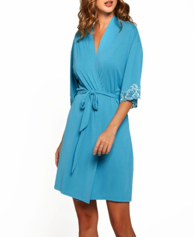Icollection Women's Rihanna Modal Robe In Blue