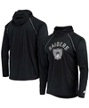 Starter Men's Black Las Vegas Raiders Throwback Raglan Hoodie Long Sleeve T-shirt In Black