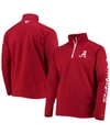 COLUMBIA MEN'S CRIMSON ALABAMA CRIMSON TIDE TERMINAL TACKLE FLEECE RAGLAN OMNI-SHADE QUARTER-ZIP JACKET