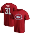 FANATICS MEN'S FANATICS CAREY PRICE RED MONTREAL CANADIENS TEAM AUTHENTIC STACK NAME AND NUMBER T-SHIRT