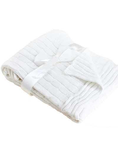 3 Stories Trading Baby Mode Signature Baby Boys And Girls All Cotton Cable Knit Blanket In White