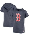 STITCHES BIG BOYS AND GIRLS HEATHERED NAVY BOSTON RED SOX RAGLAN SHORT SLEEVE PULLOVER HOODIE