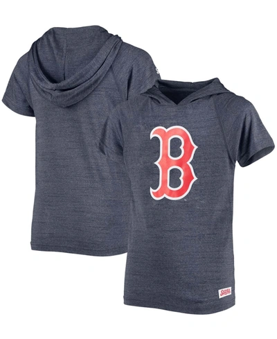 Stitches Youth Heathered Navy Boston Red Sox Raglan Short Sleeve Pullover Hoodie