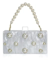 Milanblocks Embellished Acrylic Clutch With Top Handle In White