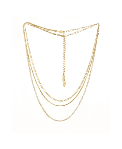 Ettika Simple Crystal Chain Necklace Set Of 2 In Gold Plated