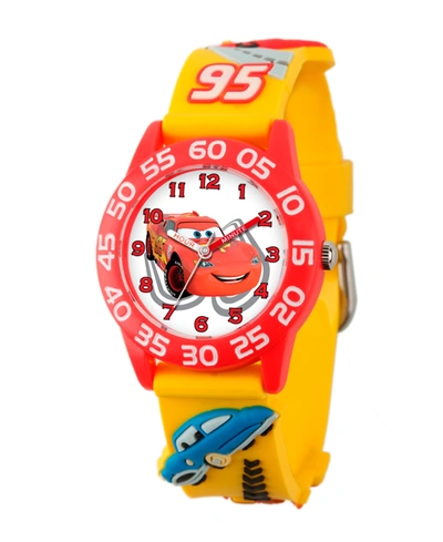 Ewatchfactory Kids' Disney Cars Boys' 3d Red Plastic Time Teacher Watch In Yellow