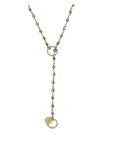 Roberta Sher Designs 14k Gold Filled Stones Handwrapped Single Delight Necklace In Peacock Pearl