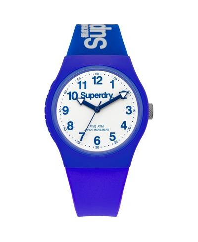 Superdry Kids Unisex 3 Hands Blue Silicon Strap Watch 38mm ModeSens
