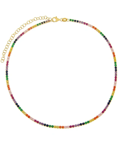 Adinas Jewels Rainbow Tennis Choker Necklace, 15 In Multi