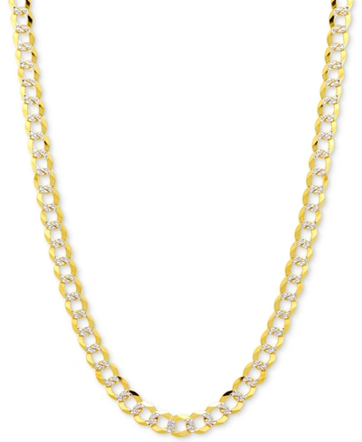 ITALIAN GOLD 24" TWO-TONE OPEN CURB LINK CHAIN NECKLACE IN SOLID 14K GOLD & WHITE GOLD