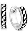 Effy Collection Effy Men's Antique-look Huggie Hoop Earrings In Sterling Silver, 3/4" In Sterling Silver