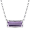 Macy's Blue Topaz (2-7/8 Ct. T.w.) & White Sapphire (1/6 Ct. T.w.) Rectangle Halo 18" Pendant Necklace In S In Amethyst